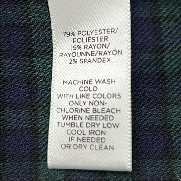 Loft Dress Women’s Size 6 Blue/Green Plaid Fun Sleeve Detail Poly/Rayon/Spandex - Picture 10 of 12